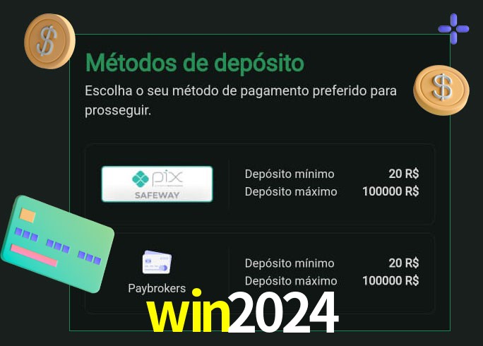O cassino win2024 oferece uma grande variedade de métodos de pagamento